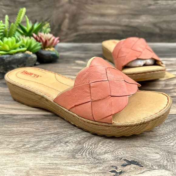 NIB Born Aleah 9M 40.5 Rust Leather Slide Sandals - Picture 3 of 11